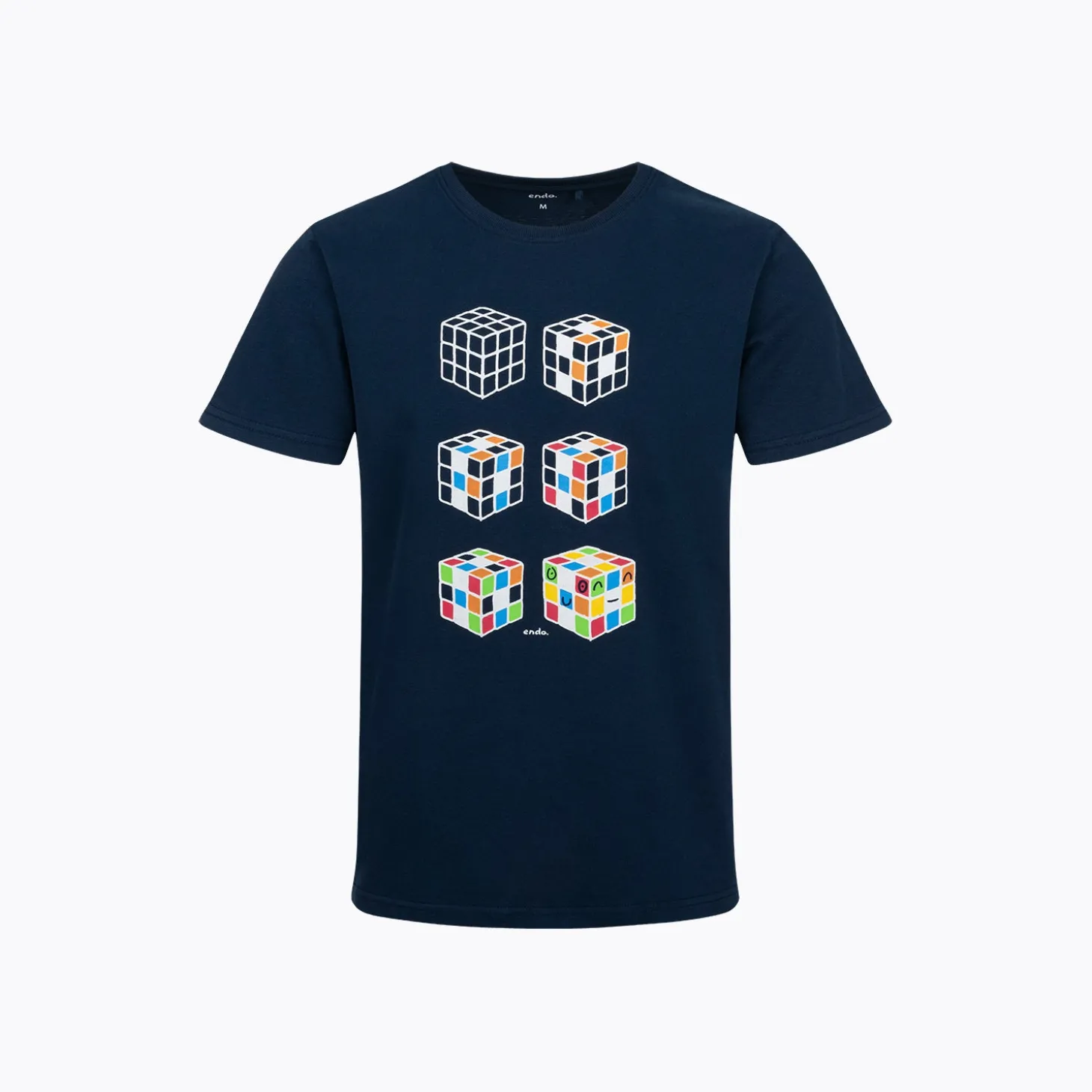 Męski t-shirt z krótkim rękawem, z kostkami Rubika, granatowy
