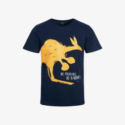 Męski t-shirt z krótkim rękawem, z kangurem, granatowy