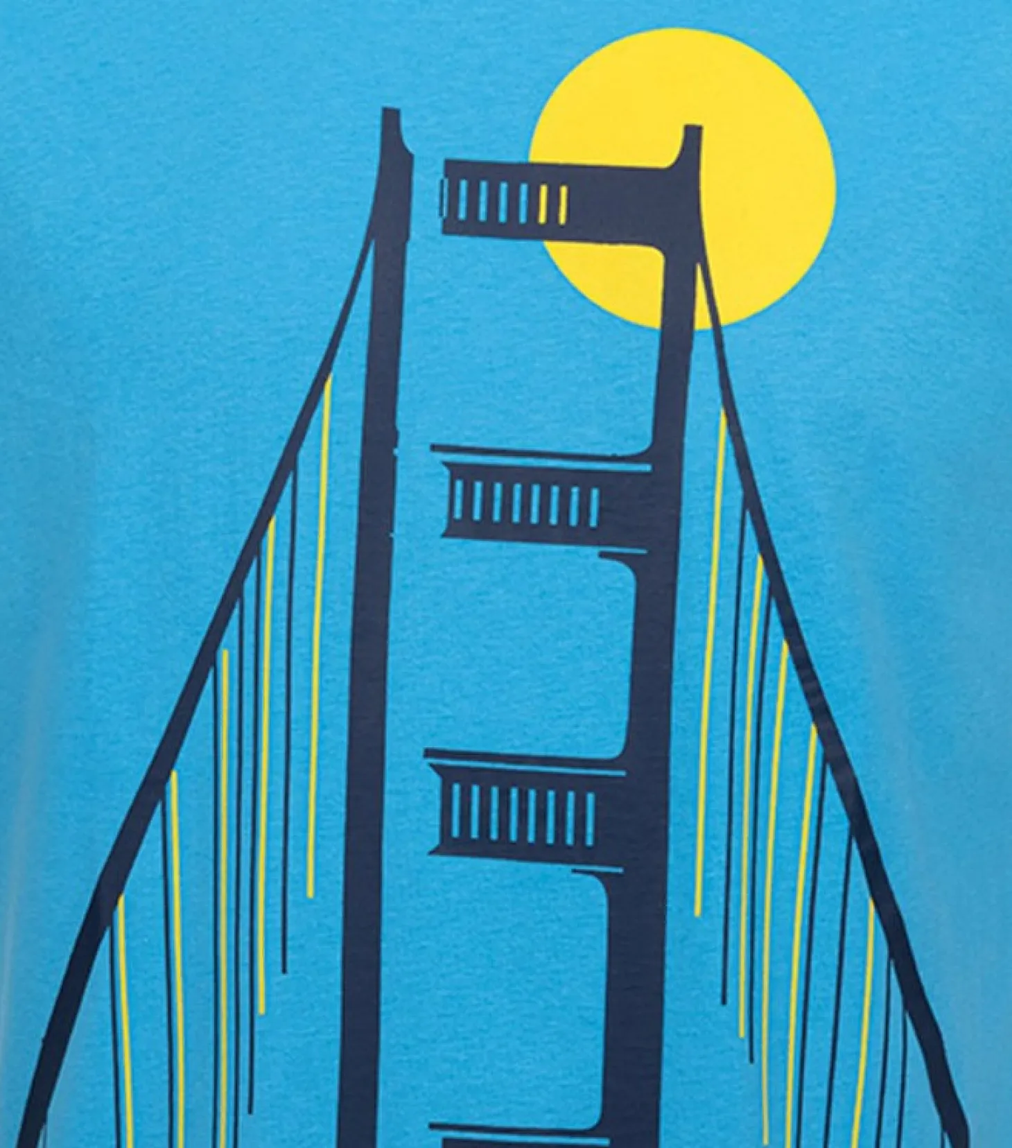 Męski t-shirt z krótkim rękawem, z motywem mostu, niebieski