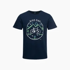 Męski t-shirt z krótkim rękawem, z motywem rowerowym, granatowy