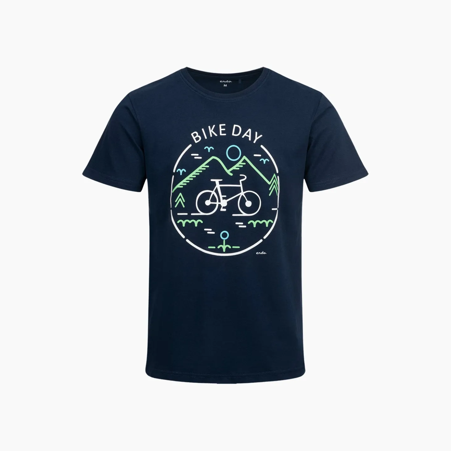 Męski t-shirt z krótkim rękawem, z motywem rowerowym, granatowy