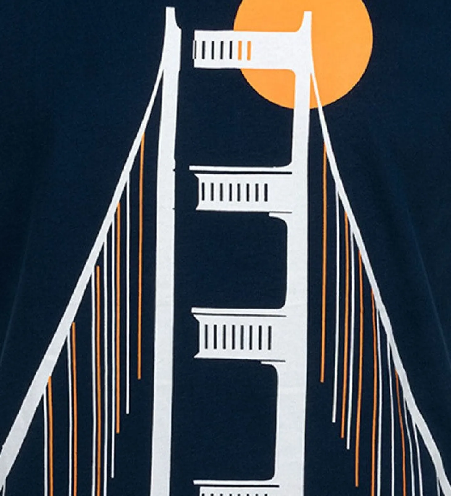 Męski t-shirt z krótkim rękawem, z motywem mostu, granatowy
