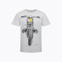 Męski t-shirt z krótkim rękawem, z motocyklem, szary