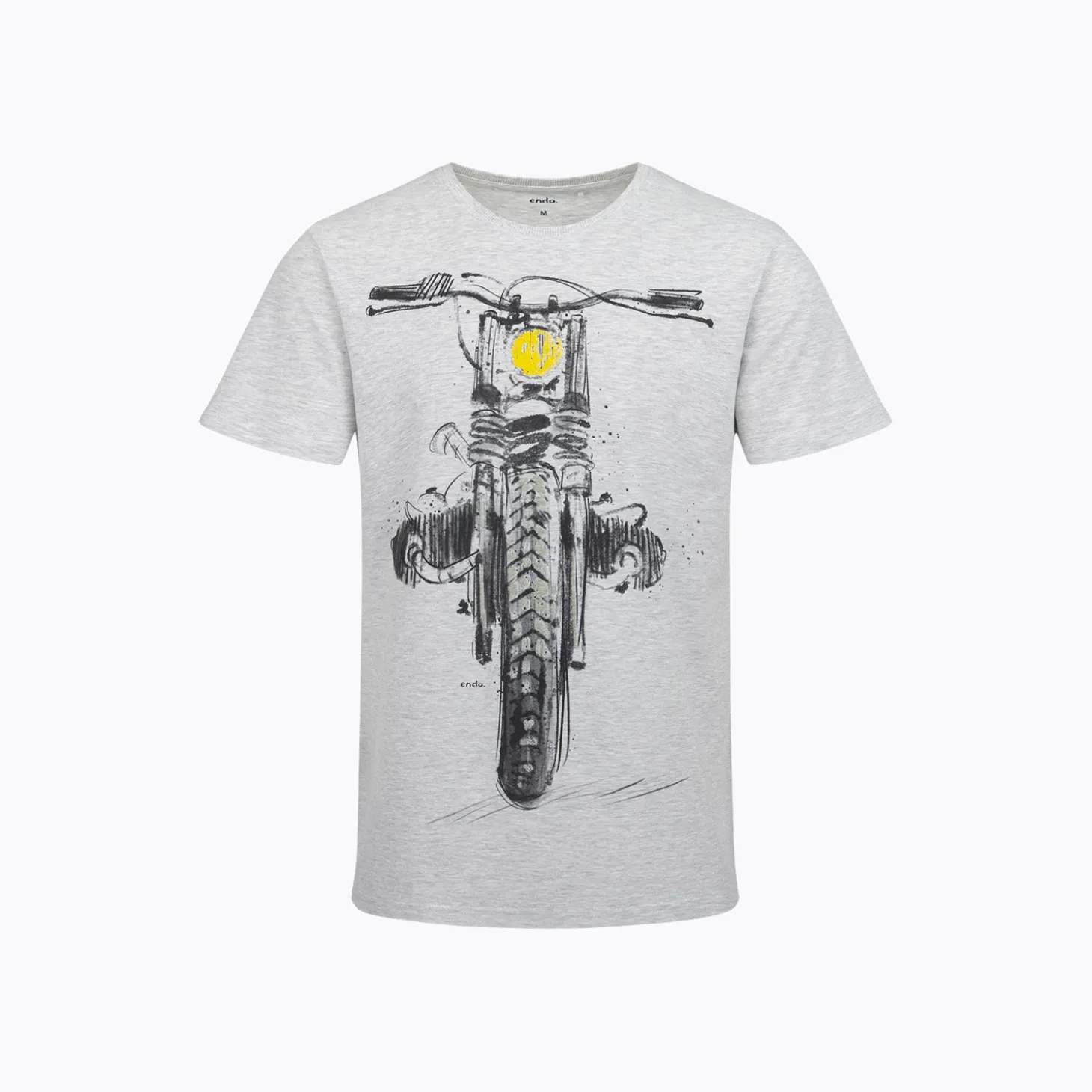 Męski t-shirt z krótkim rękawem, z motocyklem, szary