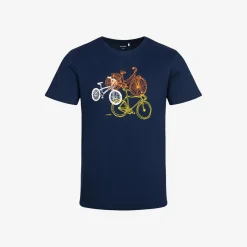 Męski t-shirt z krótkim rękawem, z motywem rowerowym, granatowy