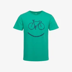 Męski t-shirt z krótkim rękawem, z motywem rowerowym, zielony