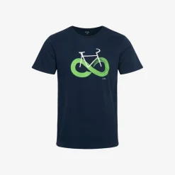 Męski t-shirt z krótkim rękawem, z motywem rowerowym, granatowy