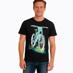 Męski t-shirt z krótkim rękawem, z motywem rowerowym, czarny