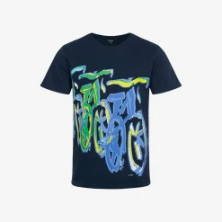 Męski t-shirt z krótkim rękawem, z motywem rowerowym, granatowy