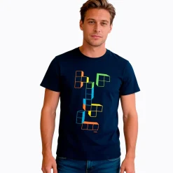 Męski t-shirt z krótkim rękawem, z motywem gry komputerowej, granatowy