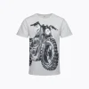 Męski t-shirt z krótkim rękawem, z motocyklem, szary
