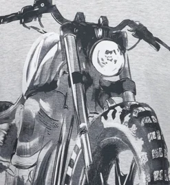 Męski t-shirt z krótkim rękawem, z motocyklem, szary