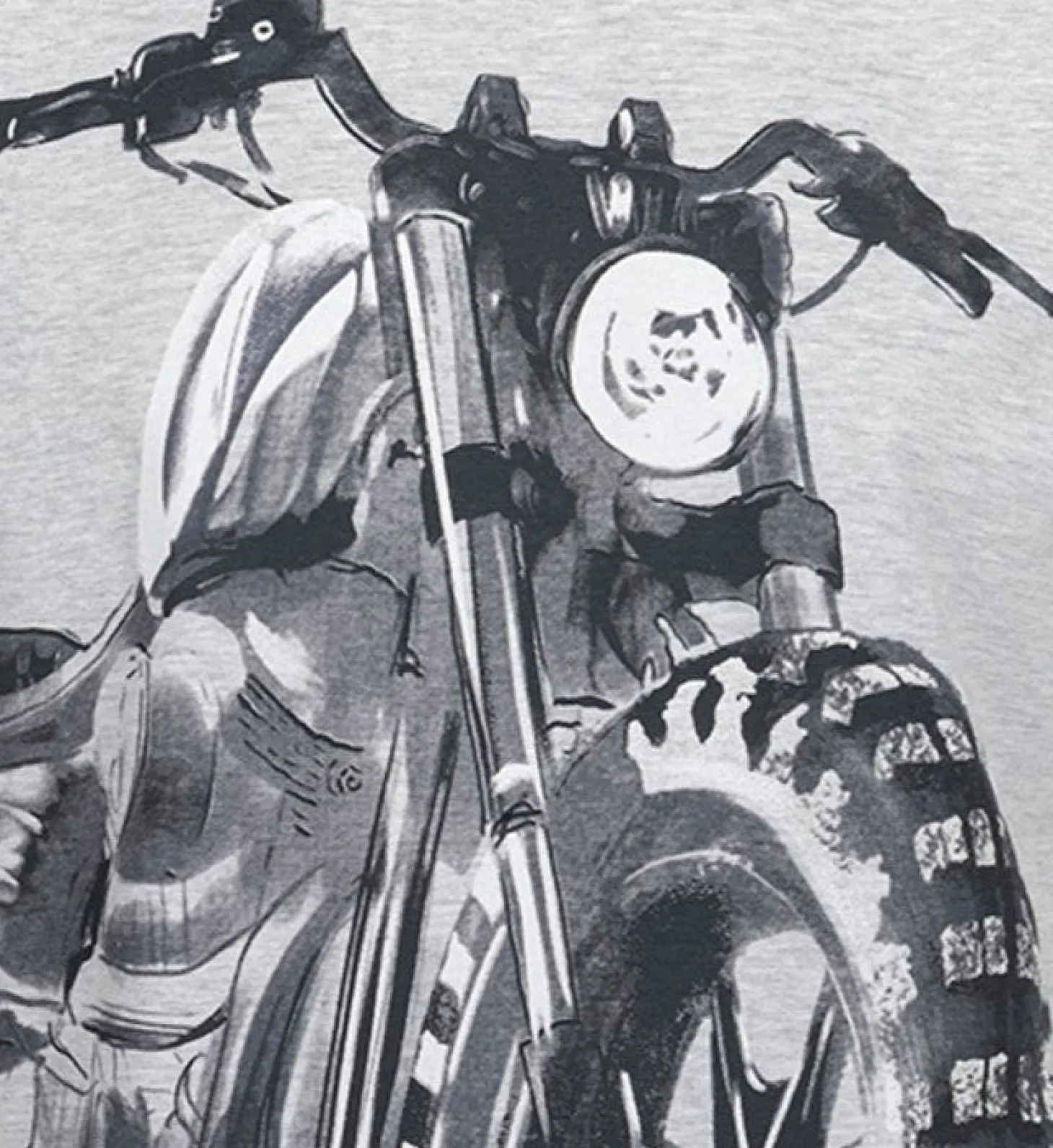 Męski t-shirt z krótkim rękawem, z motocyklem, szary