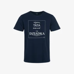 Męski t-shirt z krótkim rękawem, z napisem "Najlepszy tata awansował na dziadka", granatowy