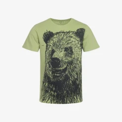 Męski t-shirt z krótkim rękawem, z niedźwiedziem, zielony