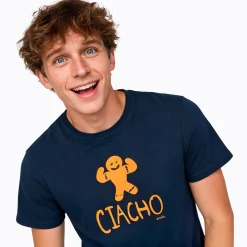 Męski t-shirt z krótkim rękawem, z napisem "CIACHO", granatowy