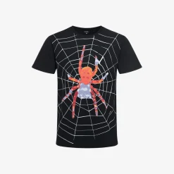 Męski t-shirt z krótkim rękawem, z pająkiem, czarny