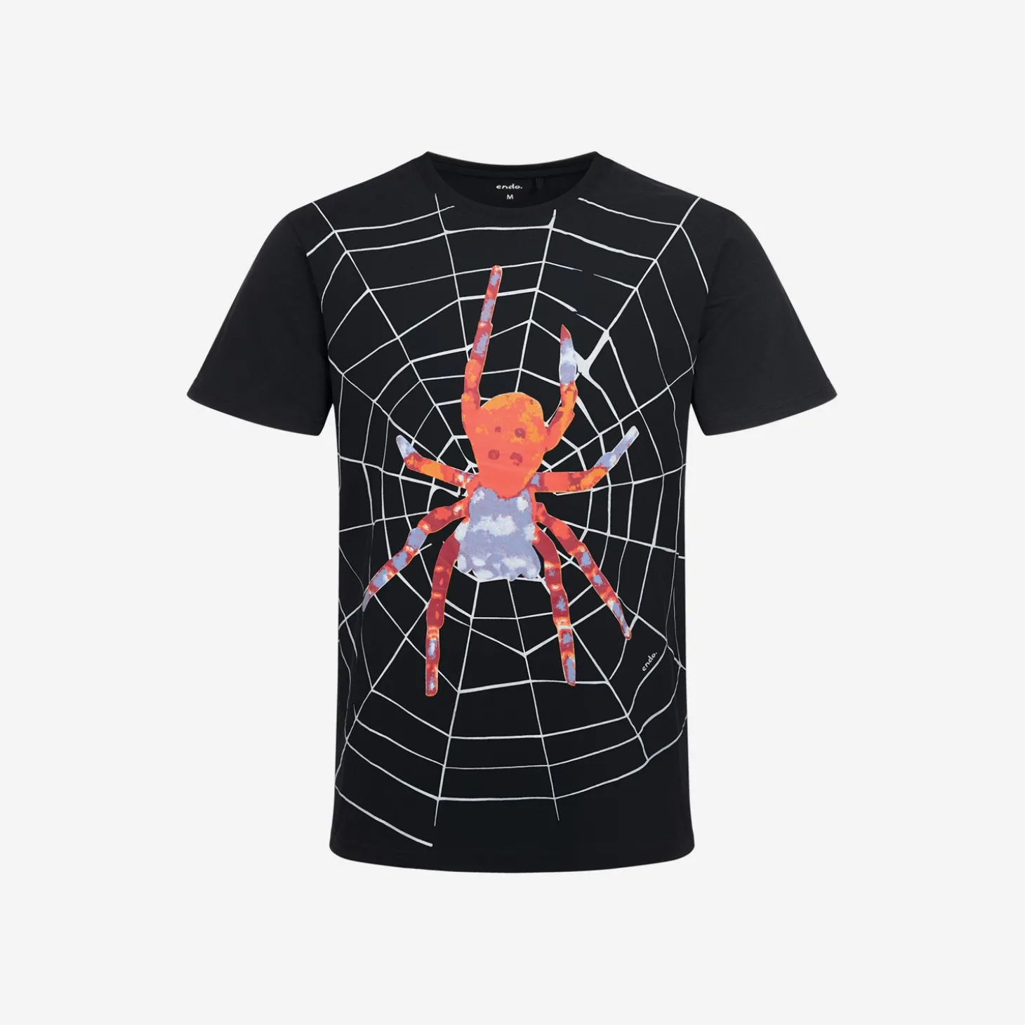 Męski t-shirt z krótkim rękawem, z pająkiem, czarny