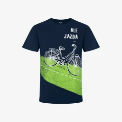 Męski t-shirt z krótkim rękawem, z rowerem, granatowy