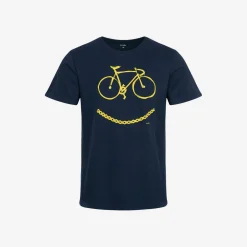 Męski t-shirt z krótkim rękawem, z rowerem, granatowy