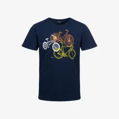 Męski t-shirt z krótkim rękawem, z rowerami, granatowy