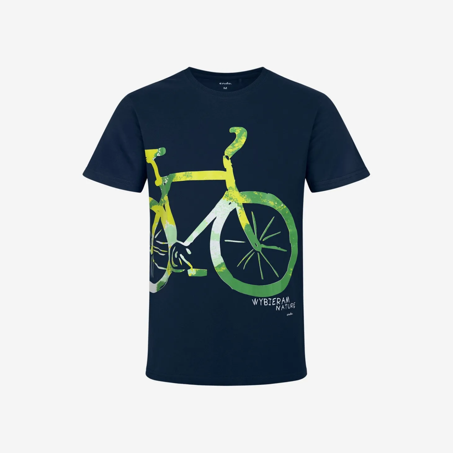 Męski t-shirt z krótkim rękawem, z rowerem, granatowy