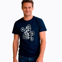 Męski t-shirt z krótkim rękawem, z rowerami, granatowy