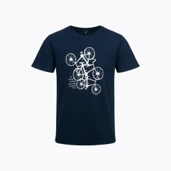 Męski t-shirt z krótkim rękawem, z rowerami, granatowy
