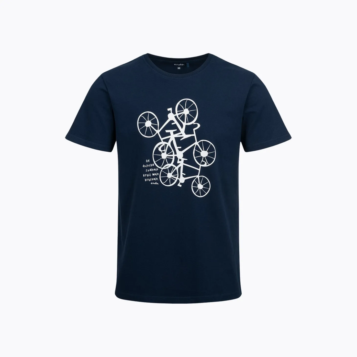 Męski t-shirt z krótkim rękawem, z rowerami, granatowy