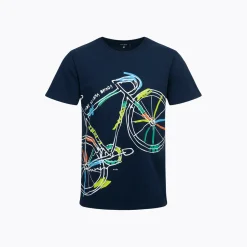 Męski t-shirt z krótkim rękawem, z rowerem, granatowy
