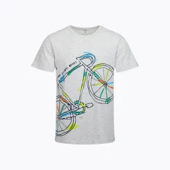 Męski t-shirt z krótkim rękawem, z rowerem, szary
