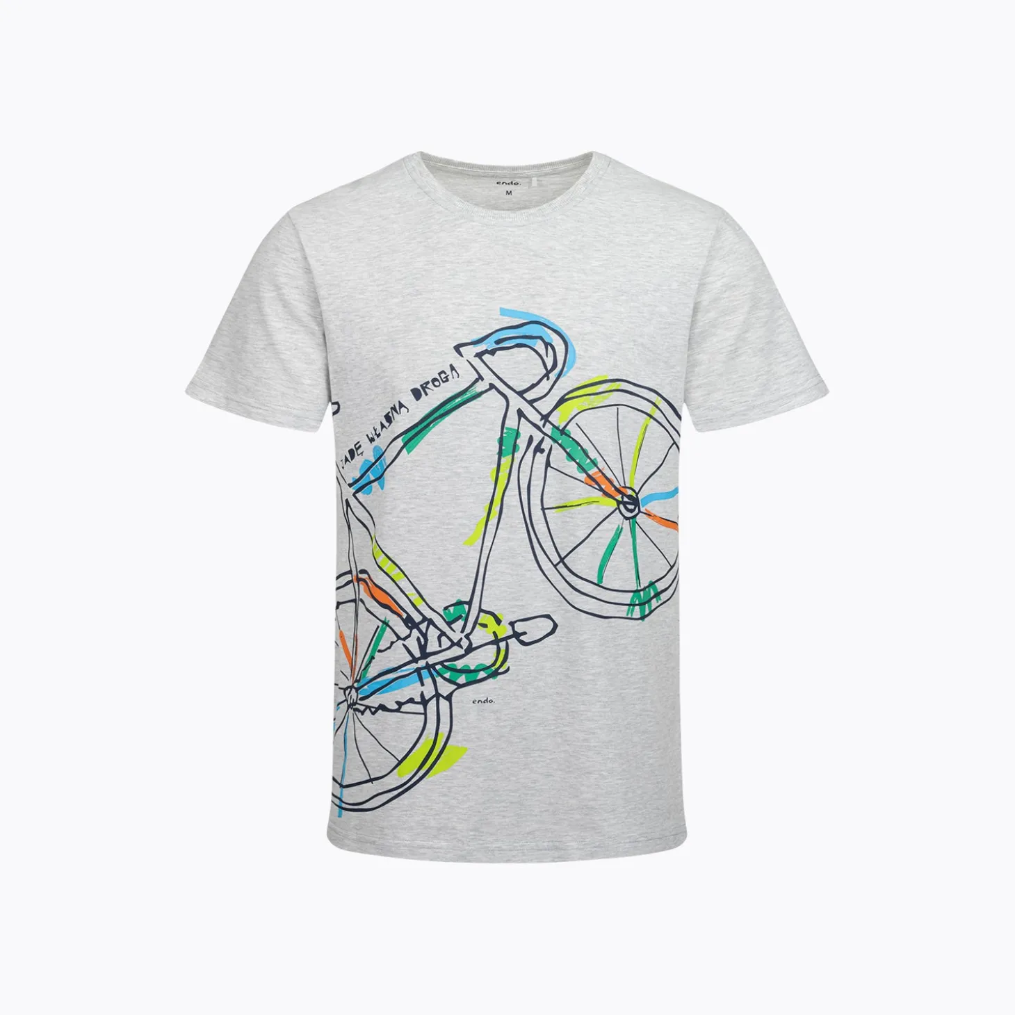 Męski t-shirt z krótkim rękawem, z rowerem, szary
