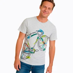 Męski t-shirt z krótkim rękawem, z rowerem, szary