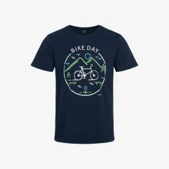 Męski t-shirt z krótkim rękawem, z rowerem, Ciemnoniebieski