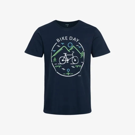 Męski t-shirt z krótkim rękawem, z rowerem, Ciemnoniebieski