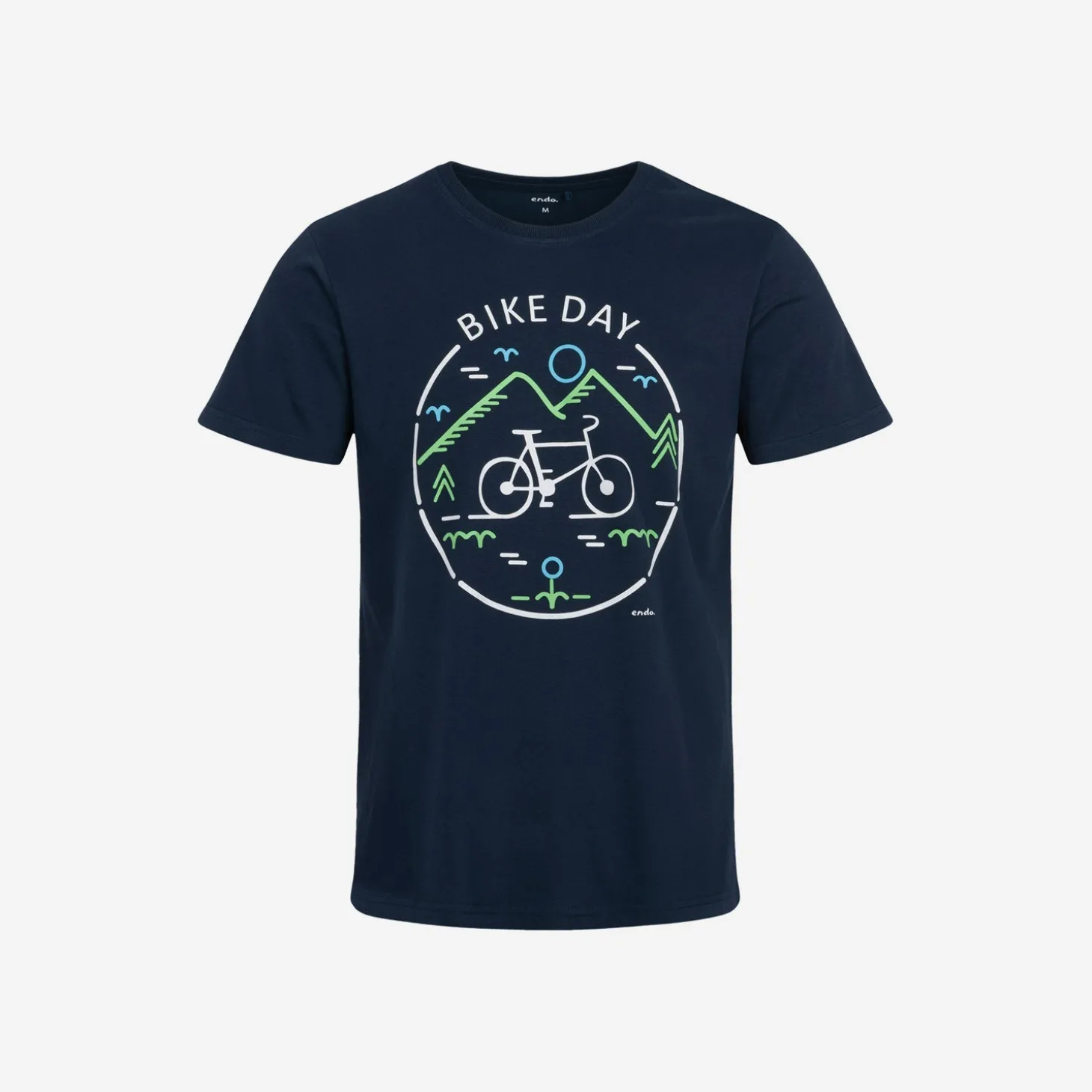 Męski t-shirt z krótkim rękawem, z rowerem, Ciemnoniebieski
