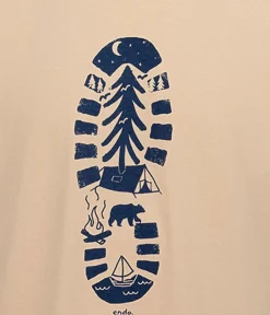 Męski t-shirt z krótkim rękawem, z traperem, beżowy