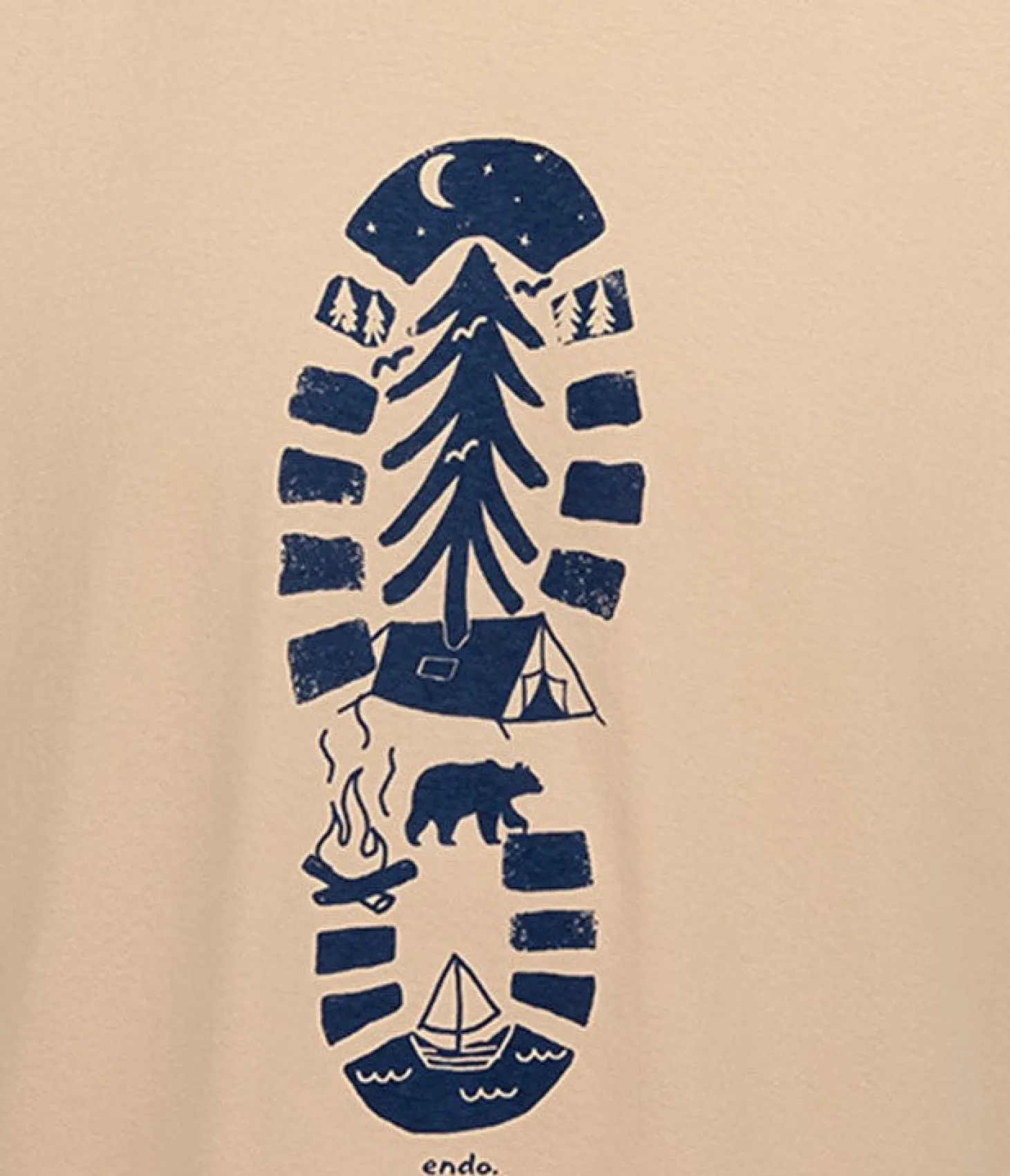 Męski t-shirt z krótkim rękawem, z traperem, beżowy