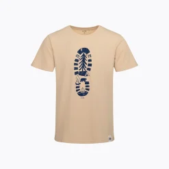 Męski t-shirt z krótkim rękawem, z traperem, beżowy