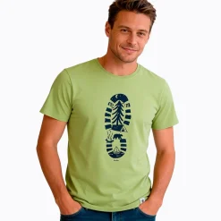 Męski t-shirt z krótkim rękawem, z traperem, zielony
