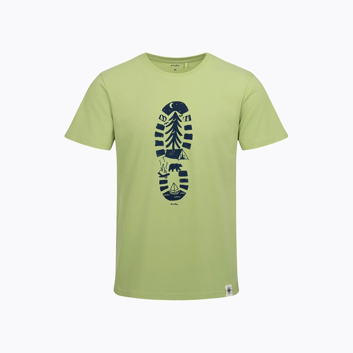 Męski t-shirt z krótkim rękawem, z traperem, zielony