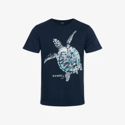Męski t-shirt z krótkim rękawem, z żółwiem, granatowy