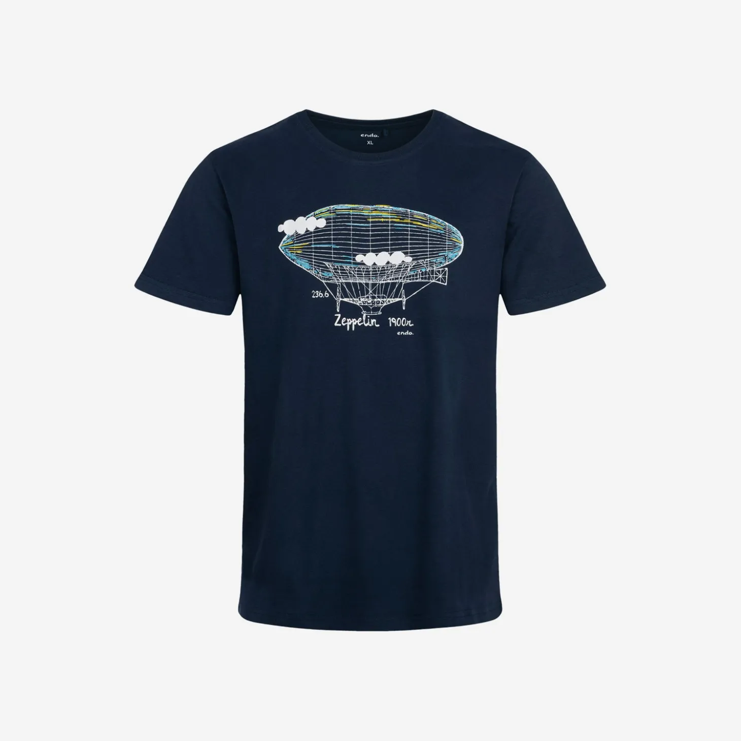 Męski t-shirt z krótkim rękawem, z zeppelinem, granatowy