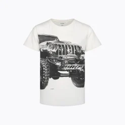 T-shirt dla chłopca 9-13 lat, biały "terenówka"