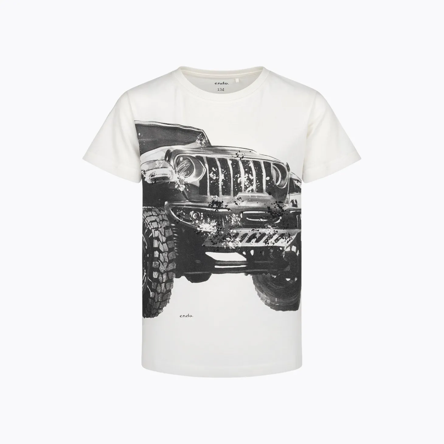 T-shirt dla chłopca 9-13 lat, biały "terenówka"