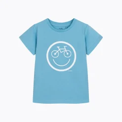 T-shirt dla chłopca 3-8 lat, jasnoniebieski "rowerowy emotikon"