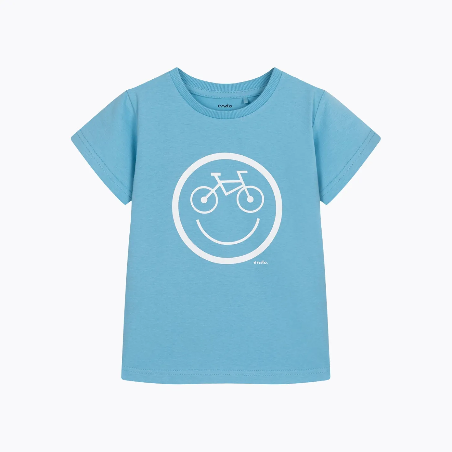 T-shirt dla chłopca 3-8 lat, jasnoniebieski "rowerowy emotikon"