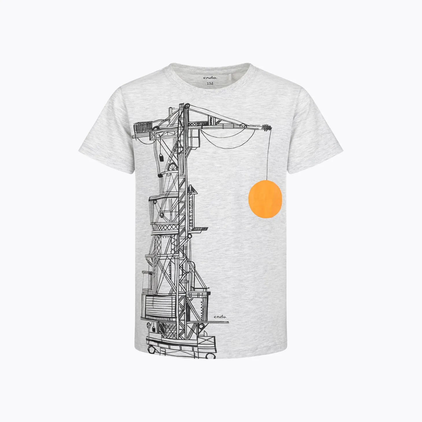 T-shirt dla chłopca 9-13 lat, jasnoszary "żuraw portowy"