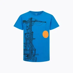 T-shirt dla chłopca 9-13 lat, niebieski "żuraw portowy"