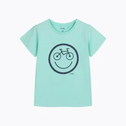 T-shirt dla chłopca 3-8 lat, turkusowy "rowerowy emotikon"